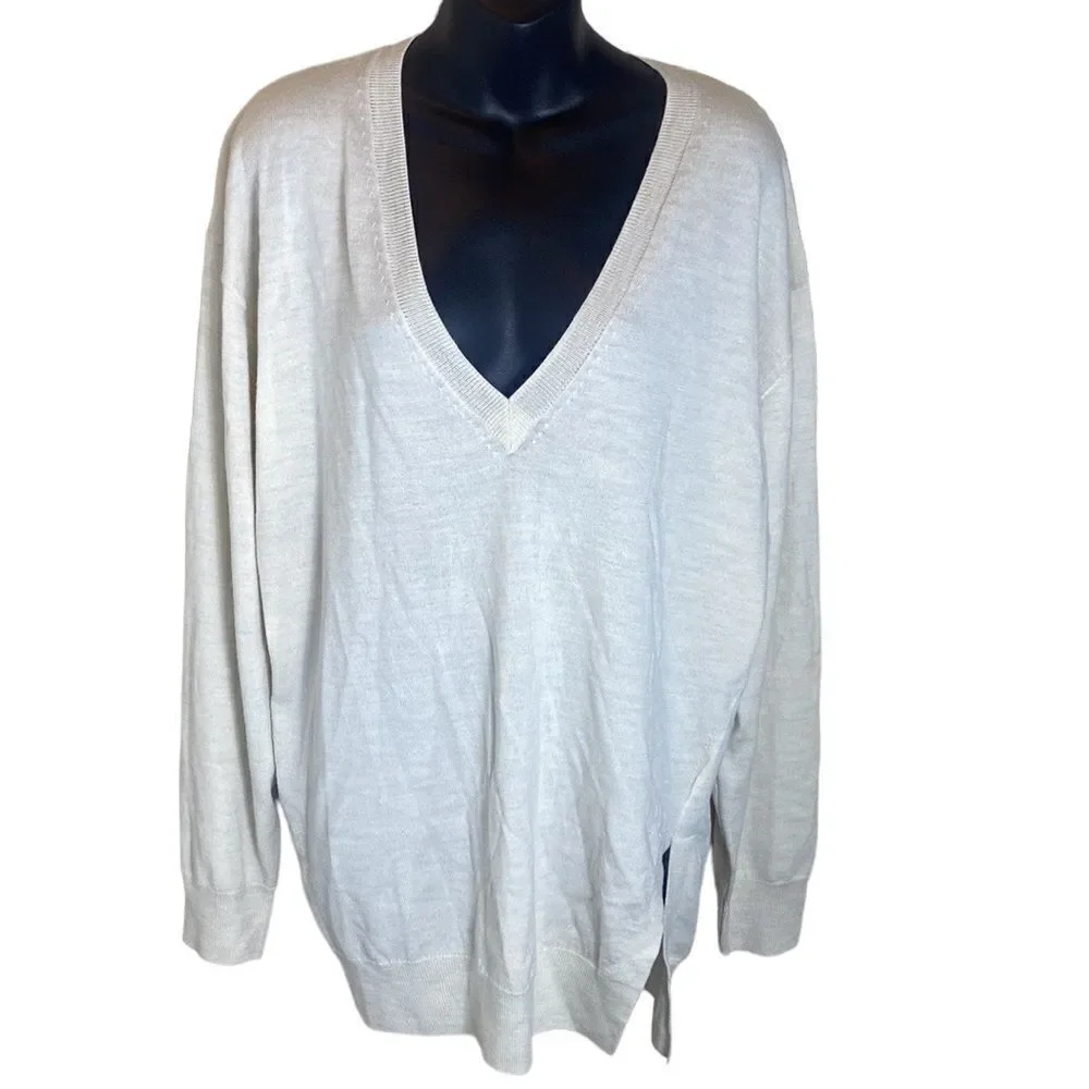 IRO women’s large aran mixed ecru 100% capsule minimalist sweater cozy winter - Picture 2 of 8